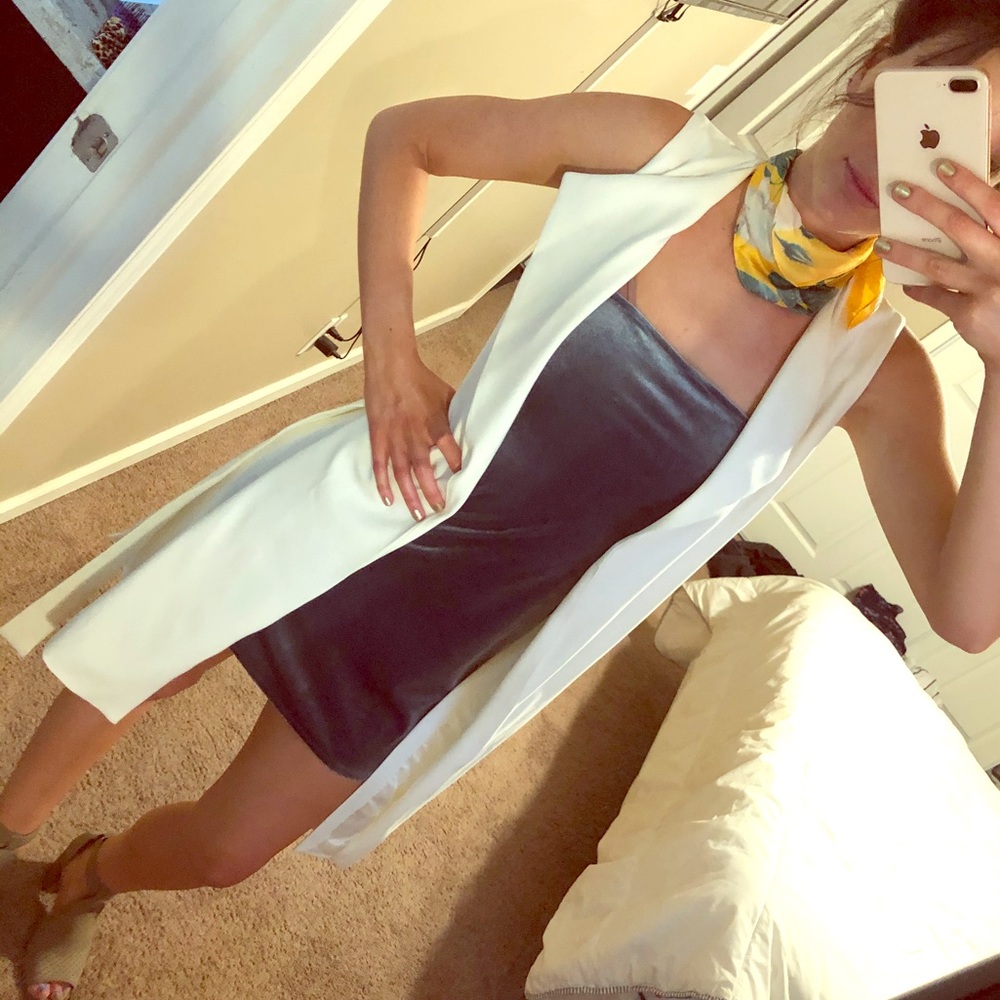 Sleeveless White Blazer Cardigan ZARA